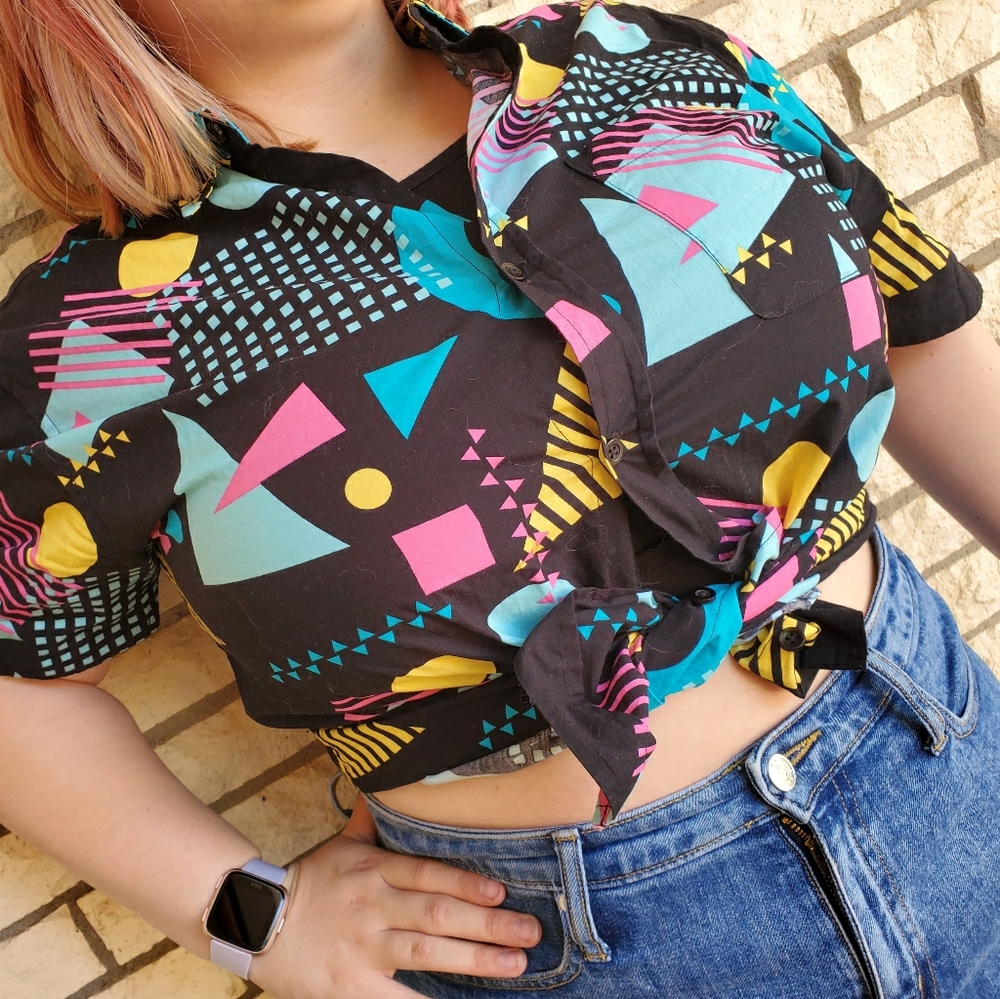 80's inspired button up